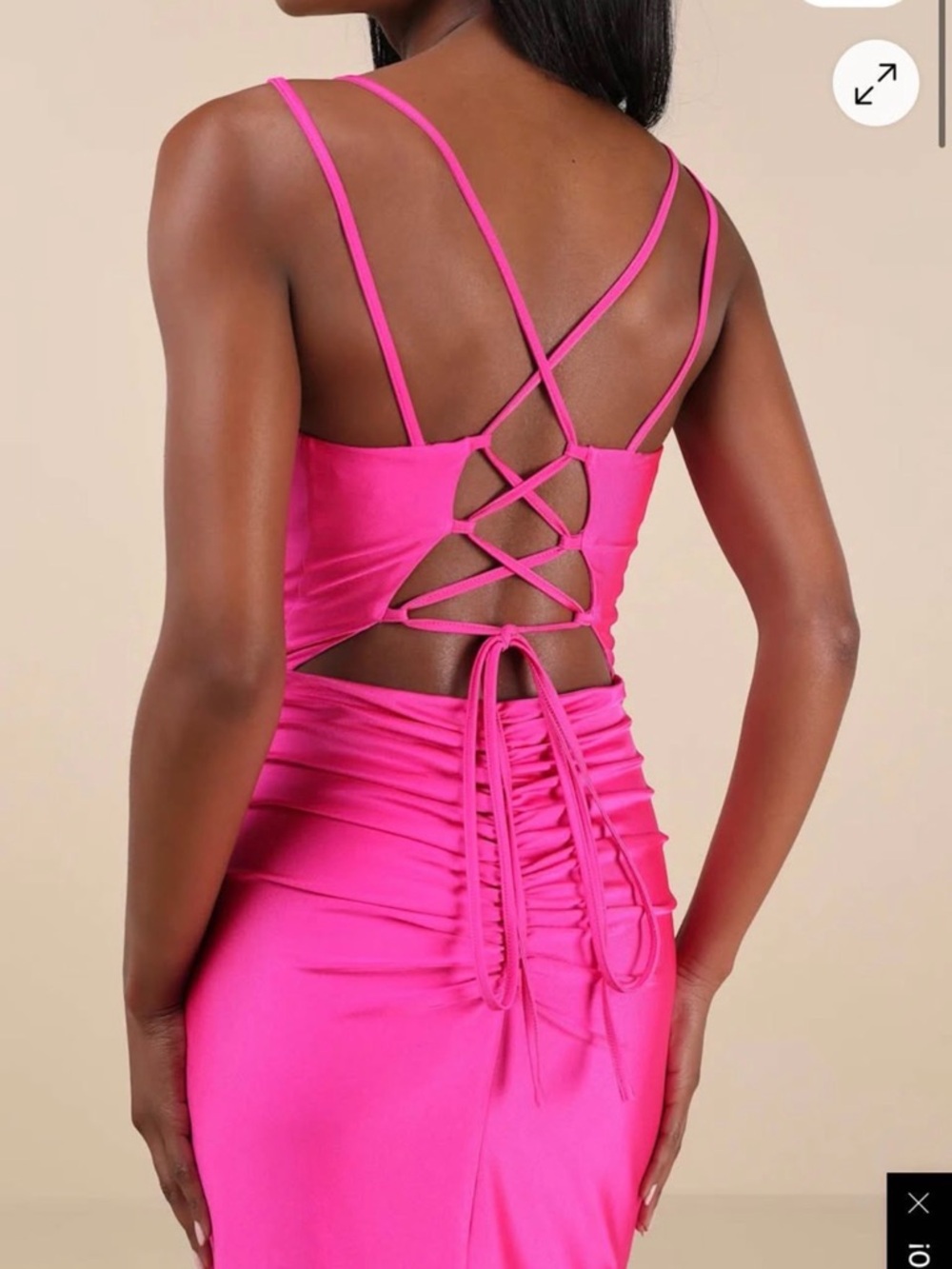 NWOT! Lulus Hot Pink Spaghetti Strap Maxi Dress with Side Slit - Picture 2 of 5